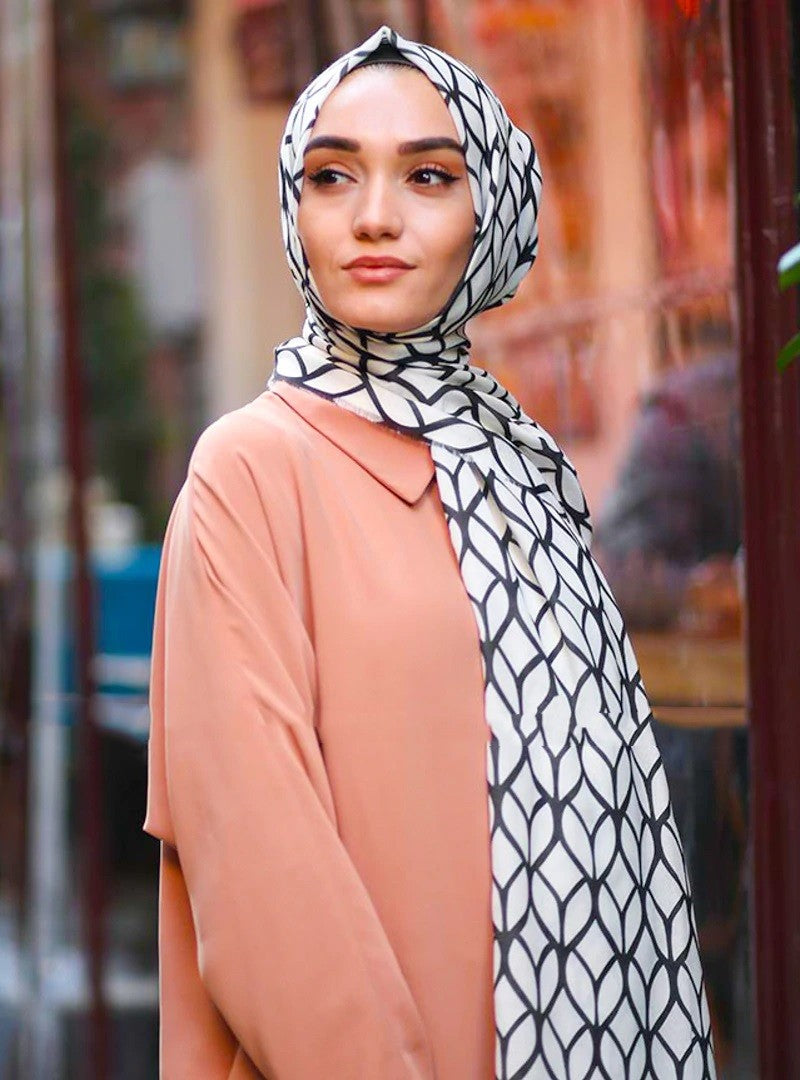 White Pashmina Cotton Printed Scarf