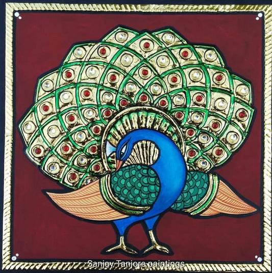 Tanjore Paintings - Beautiful Peacock