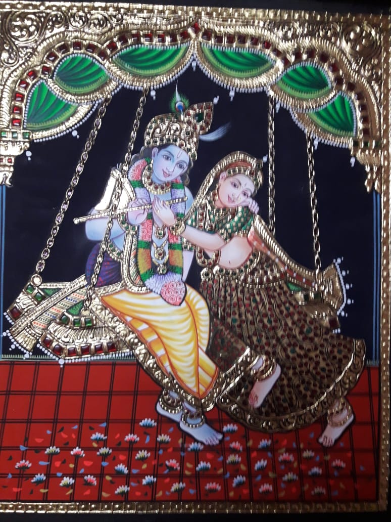 Tanjore Painting - Radha Krishnulu