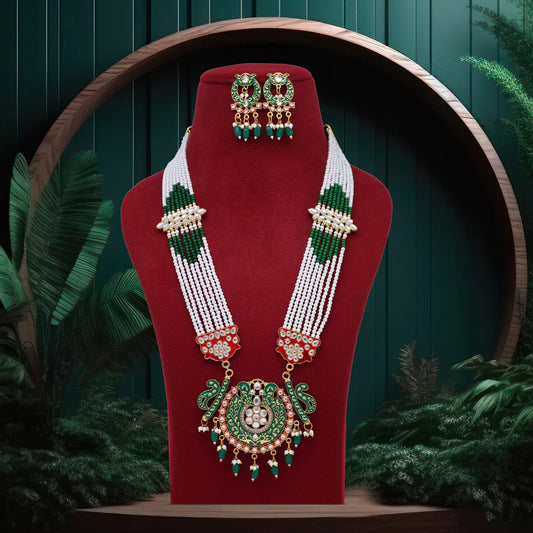 Maroon & Green Color Long Meenakari Rani Haar (MKN535MG)