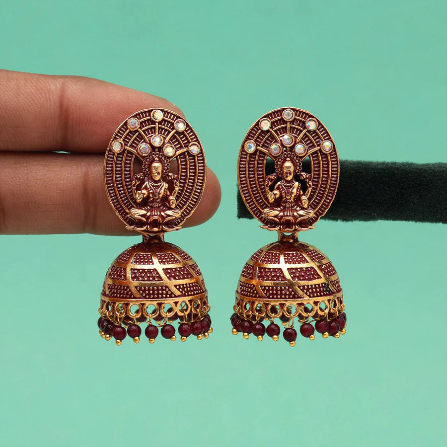 Maroon Color Oxidised Mint Meena Earrings (MNTE479MRN)