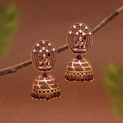 Maroon Color Oxidised Mint Meena Earrings (MNTE479MRN)