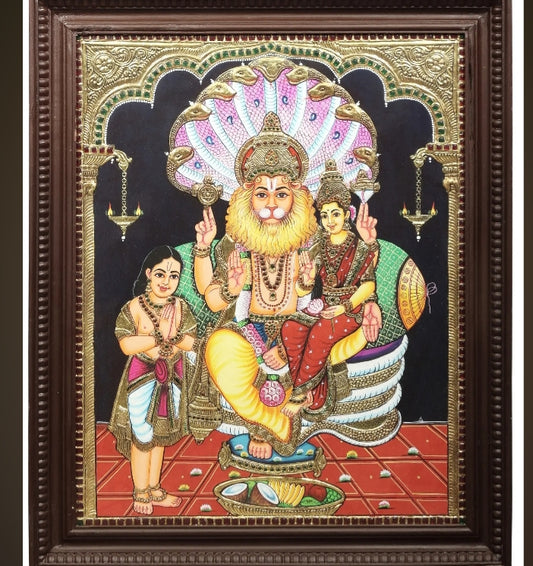 Tanjore Paintings - Nrusimha swamy with Prahlada