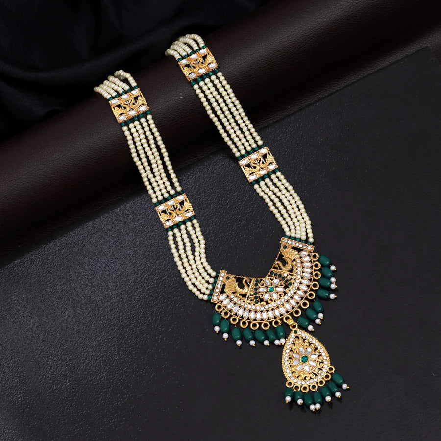 Green Color Rajputi Jewellery Rani Haar (PN750GRN)