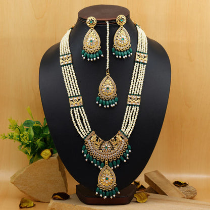 Green Color Rajputi Jewellery Rani Haar (PN750GRN)